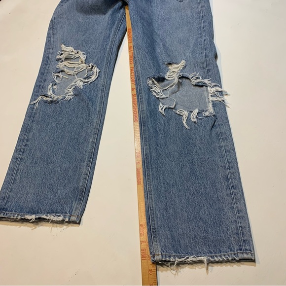 AGOLDE 90s Loose Mid Rise Straight Denim Jeans Women 27 Distressed Button Fly - Picture 10 of 13